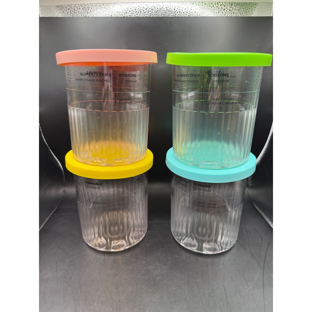 Ninja Creami Replacement Pints and Lids‎ Set of 4 Clear Plastic 16oz Containers